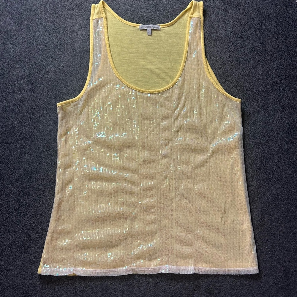 Yellow Sequin Tank Top